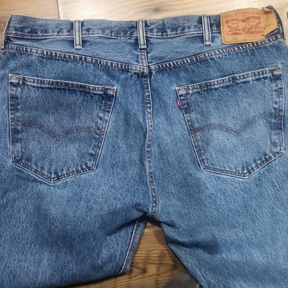 Levis‎ 501 Button Fly 40 X 34 Medium Wash Classic Blue Denim Jeans 2016 Worn In